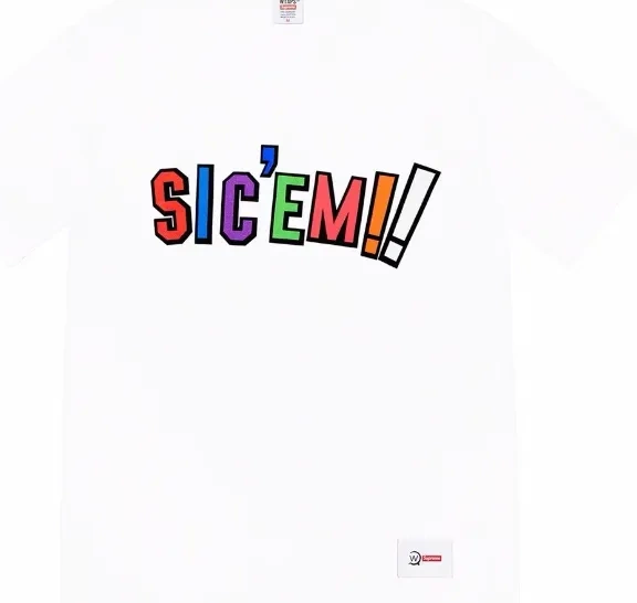 White ￥99 Letter XL 21FW Tee Sic'em! L S  M WTAPS and Color Black 0707